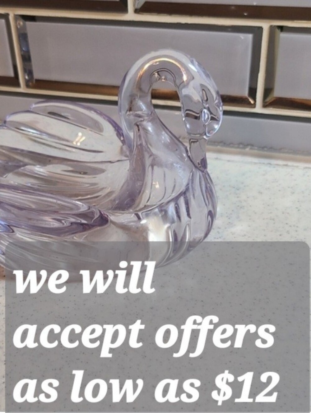 Vintage Clear Plastic Swan Soap DIsh Vintage Home Decor 1990s
